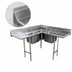 Thumbnail image #3 for Advance Tabco 3-Compartment Corner Sink with 30-Inch Left- and Right-Hand Drainboards, 8-Inch Backsplash, and Open Frame Base