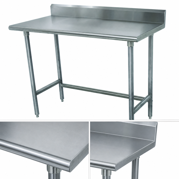 Product image #3 for Advance Tabco Special Value 72" x 30" Open Base Stainless Steel Work Table with 5" Backsplash