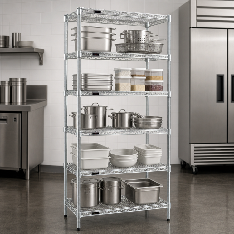 Product image #3 for EAGLEbrite 5-Tier Wire Shelving Starter Unit, 30W x 24D x 86H, Zinc Finish
