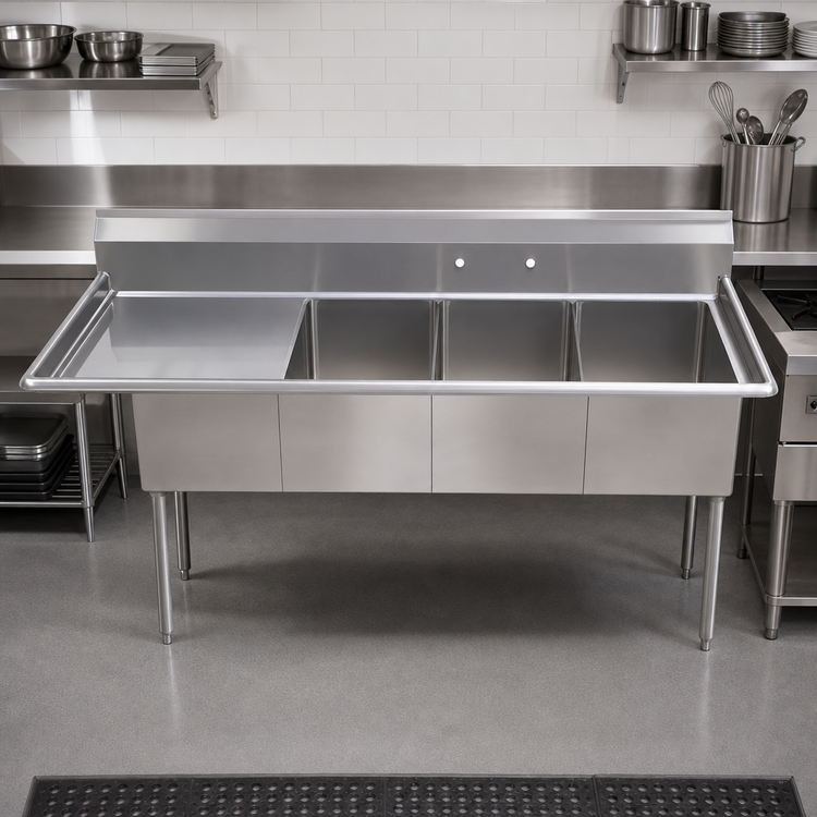 Product image #3 for Sapphire Manufacturing 74-1/2 Inch 3-Compartment Sink with Left Drainboard