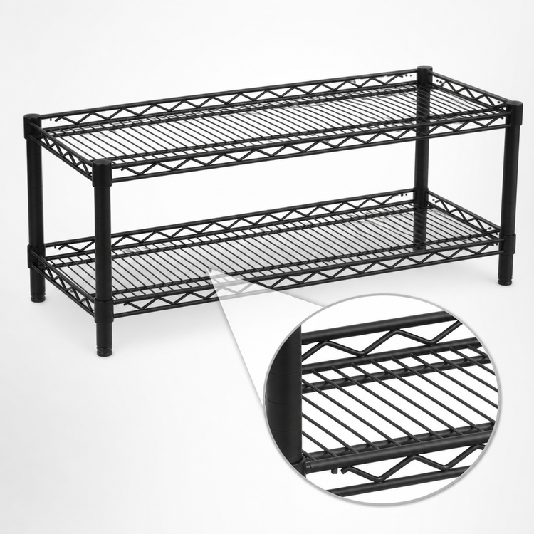 Product image #3 for Eagle Group QuadTruss Front Case Merchandise Cantilever Shelving Unit, 24"W x 14"D x 14"H, 2-Tier, Black Epoxy