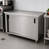 Thumbnail image #3 for Advance Tabco Special Value Economy Enclosed Work Table with Cabinet Base, Sliding Doors, 96 x 24 Inches, 16 Gauge 304 Stainless Steel Top