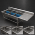 Thumbnail image #3 for John Boos Pro-Bowl 3-Compartment Bakery Sink with Right Drainboard, 12-In. Deep Bowls, 16-Gauge Stainless Steel