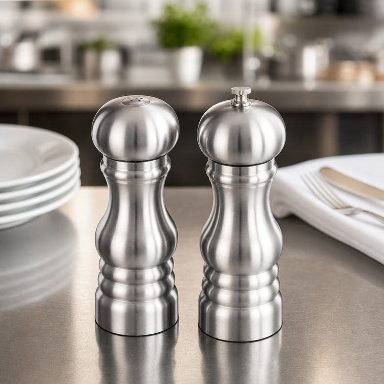 Product image #3 for American Metalcraft Stainless Steel Salt & Pepper Mill/Shaker Set, 6 Inch High