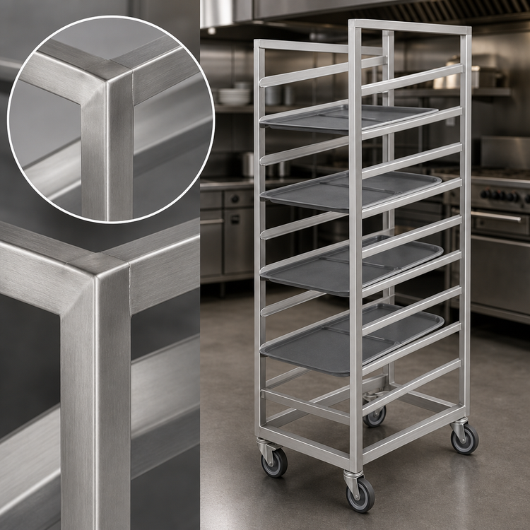 Product image #3 for Stainless Steel Single-Section End-Load Cafeteria Tray Rack Cart, 20-Tray Capacity, 14 x 18-Inch Trays