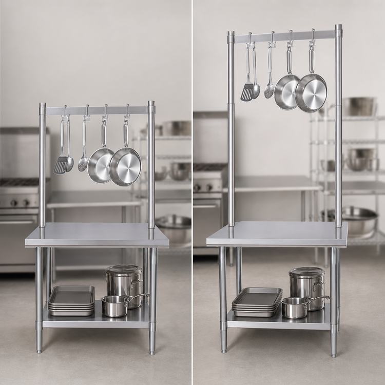 Product image #3 for BK Resources APR-72 Adjustable 72-Inch Stainless Steel Table-Mount Pot Rack