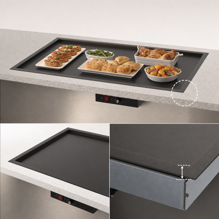 Product image #3 for Hatco Glo-Ray Built-In Rectangular Heated Shelf with Recessed Top, 30 x 15.5-Inch Usable Shelf, 120V
