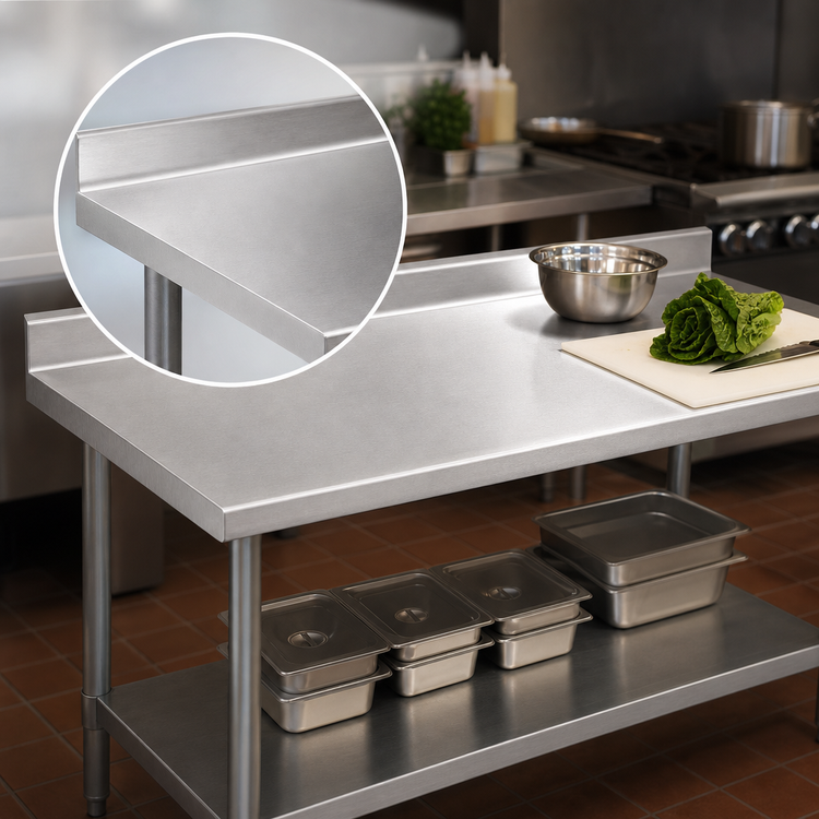 Product image #3 for Deluxe Series Stainless Steel Work Table with 4-1/2-Inch Backsplash and Adjustable Undershelf, 30 x 24 Inches