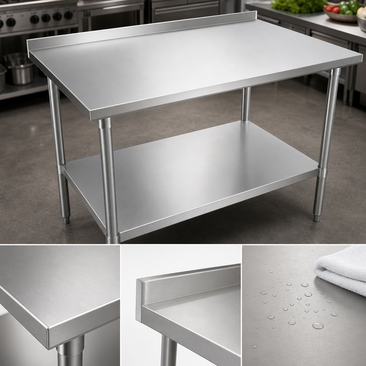 Product image #3 for John Boos Stallion 84-Inch x 24-Inch Stainless Steel Work Table with Rear Up-Turn and Adjustable Undershelf