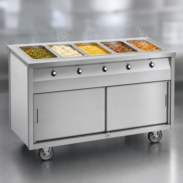 Product image #3 for Randell HTD-5B 72-Inch Electric Mobile Modular Hot Food Table with 5 Sealed Wells and Heated Base