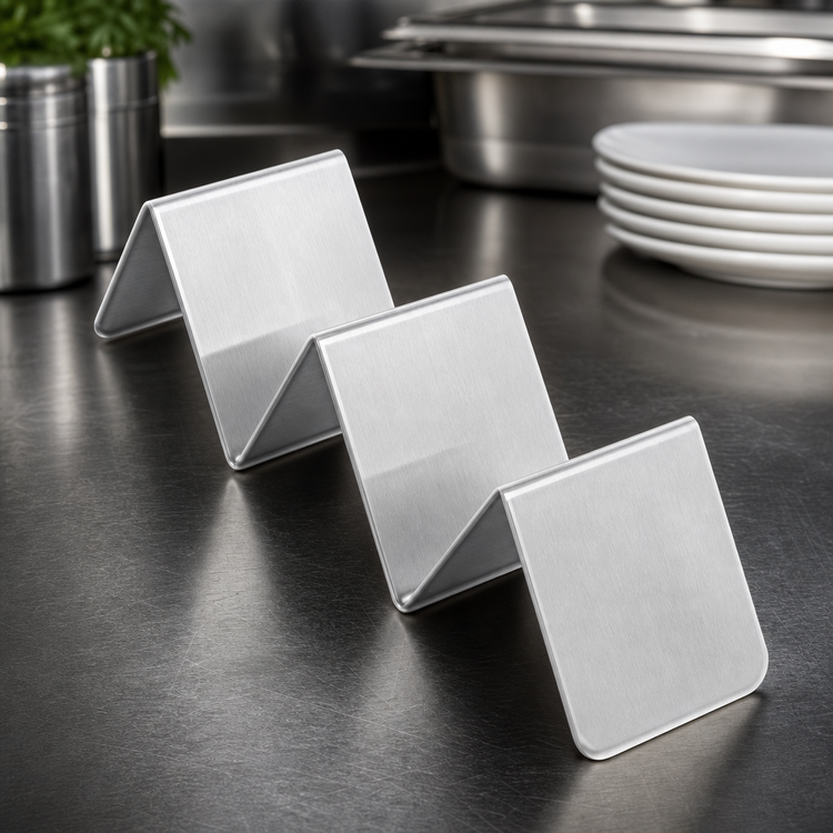 Product image #3 for American Metalcraft Half-Size Brushed Stainless Steel Tabletop Taco Holder, 8-Inch, 2 or 3 Compartments