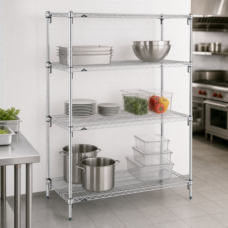 Product image #3 for Metro Super Erecta Super Adjustable Chrome-Plated Wire Shelving Starter Unit, 48"W x 21"D x 63"H