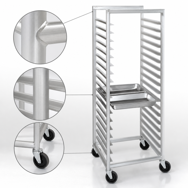 Product image #3 for Channel Manufacturing 12 x 20 Steam Table Pan Rack, Standard Series Aluminum, Side Load, 5-Inch Spacing, 36-Inch High