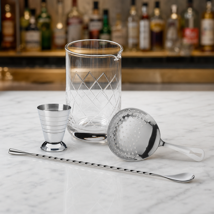 Product image #3 for Barfly 4-Piece Stainless Steel Cocktail Mixing Set with 17 oz Mixing Glass