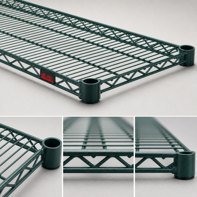 Product image #3 for Eagle Group Valu-Gard Quad-Adjust 60-Inch x 21-Inch Wire Shelf, Green Epoxy Finish, 600 lb Capacity