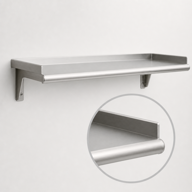 Product image #3 for Eagle Group Snap-n-Slide 36 Inch x 12 Inch Wall Shelf, Rolled Front Edge, 16/304 Stainless Steel