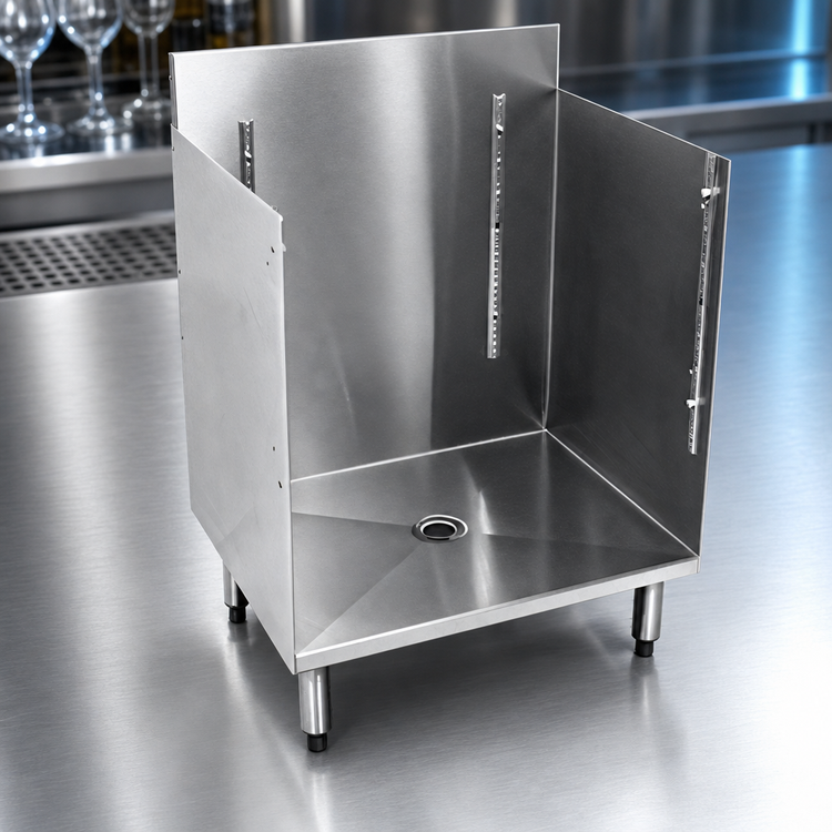 Product image #3 for CHOICE by Glastender Open-Top Underbar Glass Rack Storage Unit, 24" x 24", Stainless Steel
