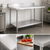 Thumbnail image #3 for 30 x 24 Inch 20-Gauge 430 Stainless Steel Work Table with 4-Inch Backsplash and Undershelf