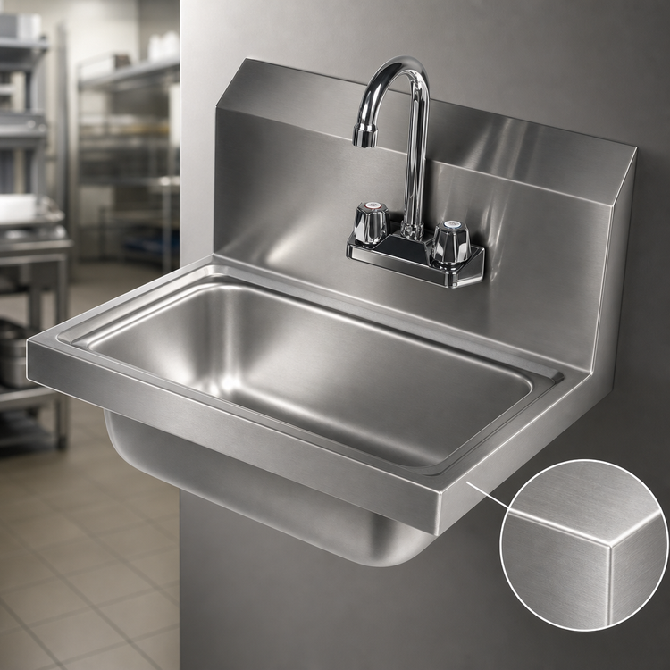 Product image #3 for Serv-Ware Wall-Mounted Stainless Steel Hand Sink with Faucet and Backsplash