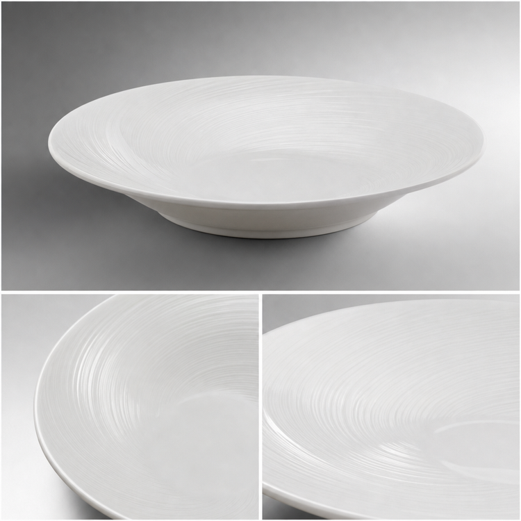 Product image #4 for Crestware Firenze Swirl Embossed 8-7/8 Inch Round Vitrified Ceramic Soup Bowl