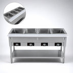 Thumbnail image #3 for Serv-Ware EST4-2 4-Well Open Well Electric Steam Table with Stainless Steel Open Shelf Base, 220-240V