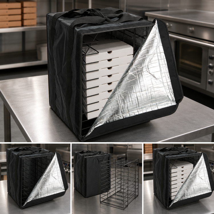 Product image #3 for Deluxe Black Pizza Delivery Bag with Rack, 19 x 19 x 27 Inches, Holds Up to 10 Pizza Boxes