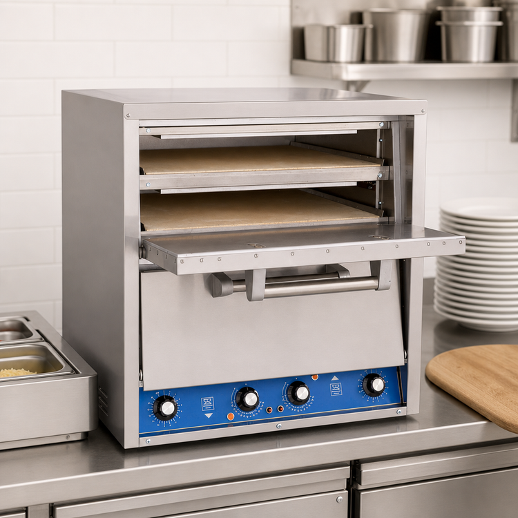 Product image #4 for Bakers Pride HearthBake Series Countertop Electric Pizza/Pretzel Oven, 2-Compartment, Brick-Lined, with 4 Removable Cordierite Hearth Decks