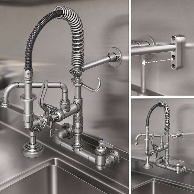 Product image #3 for EasyInstall Mini Pre-Rinse Unit, 8-Inch Wall Mount, Adjustable Centers, 1.15 GPM