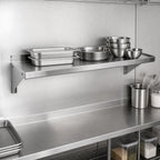Thumbnail image #3 for John Boos Stallion BHS1660 60" x 16" Wall-Mounted 300 Series Stainless Steel Shelf, 18 Gauge, Satin Finish, 1-1/2" Rear Up-Turn