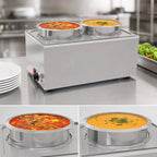 Thumbnail image #3 for Koolmore CFW-4 2-Pot Countertop Electric Food Warmer, 16 Qt., Wet or Dry, Thermostatic, Stainless Steel