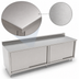 Thumbnail image #3 for John Boos Stainless Steel Cabinet Base Work Table with Sliding Doors, 120-Inch W x 24-Inch D, 5-Inch Backsplash