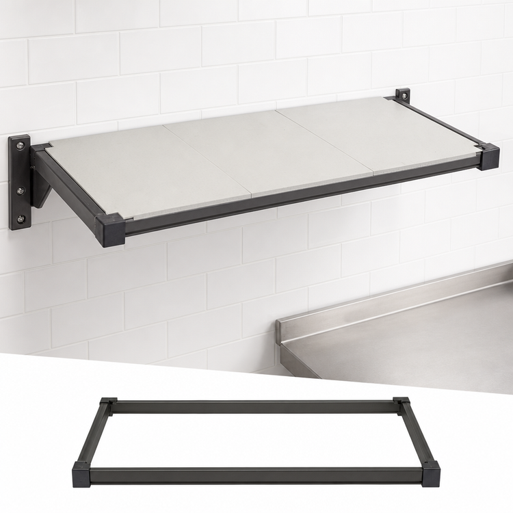 Product image #3 for Cambro Camshelving Elevation Series 24" x 42" Solid Wall-Mounted Shelf Kit, Brushed Graphite