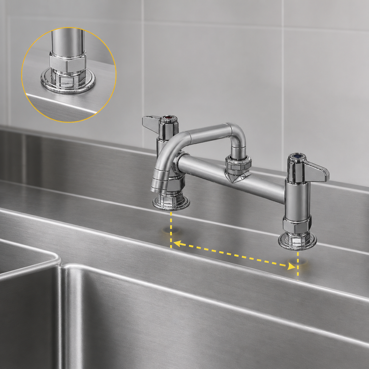 Product image #3 for equip 8-Inch Deck Mount Manual Mixing Faucet with 6-Inch Swing Nozzle