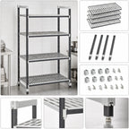 Thumbnail image #3 for Cambro Camshelving® Elements EXU245484V4480 4-Shelf Vented Polymer Shelving Starter Unit, Stationary, 24 x 54 x 84 Inches, Speckled Gray