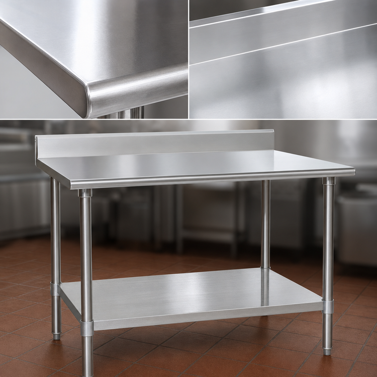 Product image #3 for Eagle Budget Series 48"W x 24"D Stainless Steel Work Table with 4-1/2" Backsplash, Galvanized Base, and Undershelf