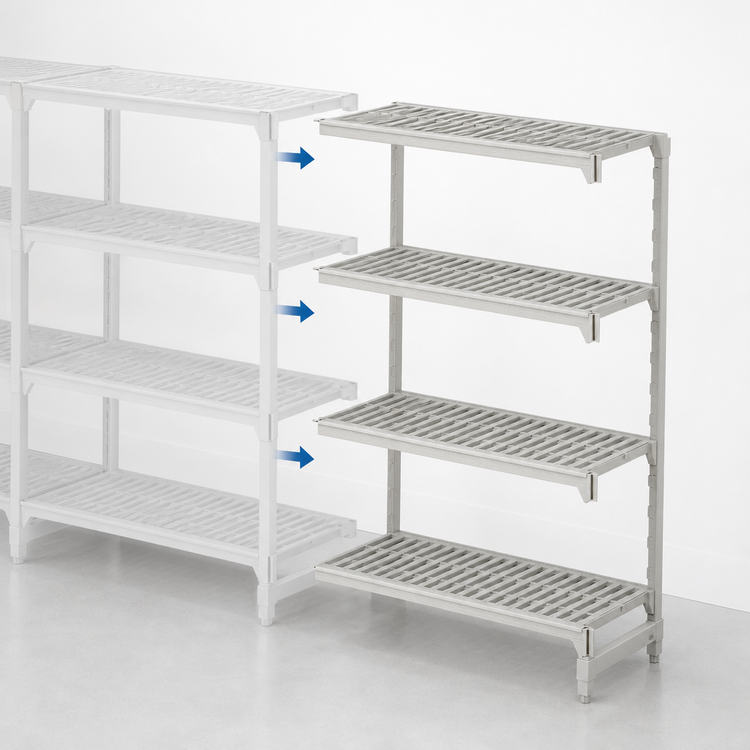 Product image #4 for Cambro Camshelving Premium 4-Tier Vented Polymer Shelving Add-On Unit, 24 x 72 x 72 Inches