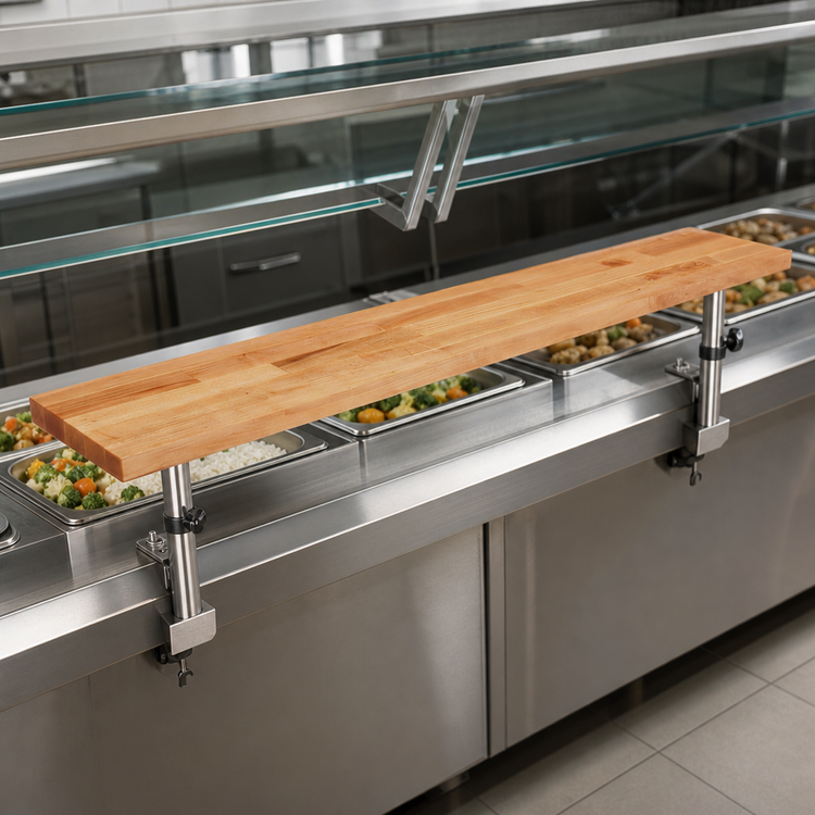 Product image #3 for John Boos Steam Table Cutting Board with Adjustable Stainless Steel Supports, 84 x 10 x 1-3/4 Inches