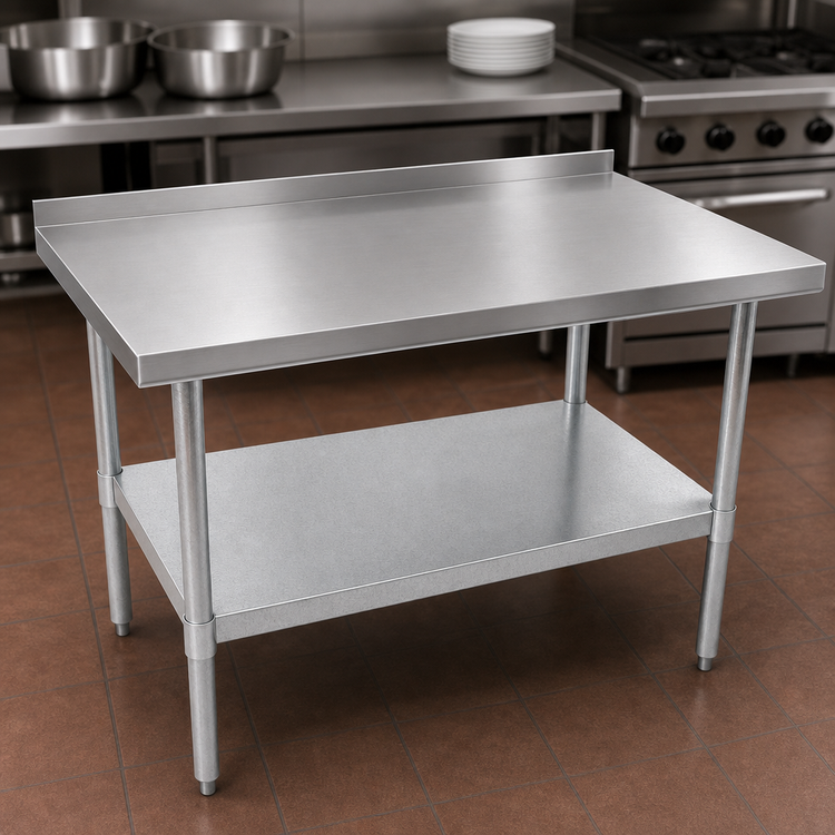 Product image #3 for John Boos Stallion UFBLG4818 Budget Stainless Steel Top Work Table, 48 x 18 Inches, 1-1/2 Inch Rear Riser, Galvanized Base, Adjustable Undershelf