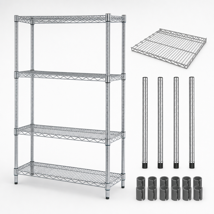 Product image #3 for Quantum 36" x 12" x 54" Stationary Chrome Plated Wire Shelving Starter Kit