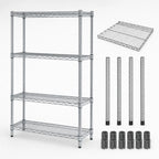 Thumbnail image #3 for Quantum WR54-1236C 36"W x 12"D x 54"H Stationary Chrome Wire Shelving Starter Kit, 4 Shelves & 4 Posts
