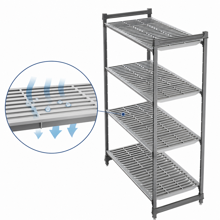 Product image #3 for Cambro Camshelving Basics Plus 4-Tier Stationary Polymer Shelving Starter Unit, 21 x 48 x 84 Inches, Vented, Brushed Graphite
