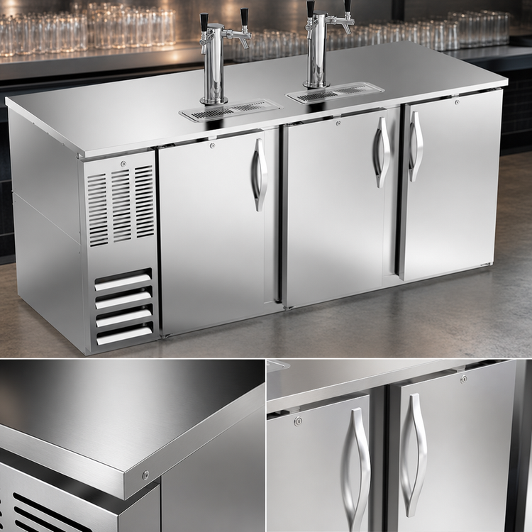 Product image #3 for Beverage-Air DD78HC-S 78-Inch Three-Door Flat Top Direct Draw Beer Cooler with Dual Faucet Towers