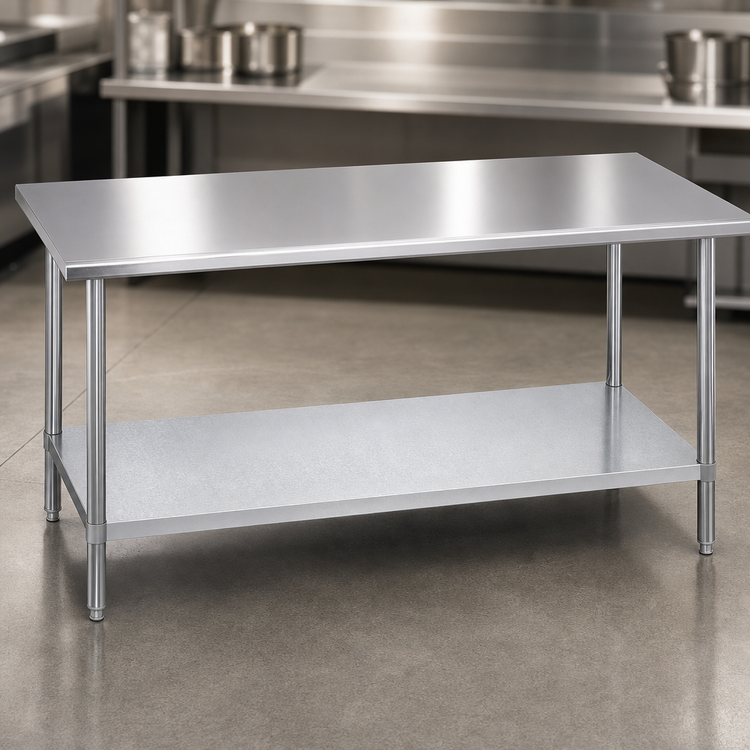 Product image #3 for Duke 108-Inch Stainless Steel Work Table with Galvanized Undershelf, 36-Inch Deep, Without Backsplash