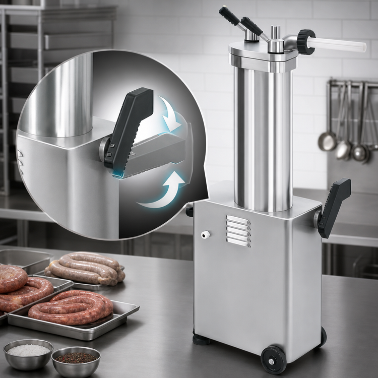Product image #3 for Trento Automatic Vertical Hydraulic Piston Sausage Stuffer, 26 lb Capacity, Fixed Barrel, 208V 3-Phase