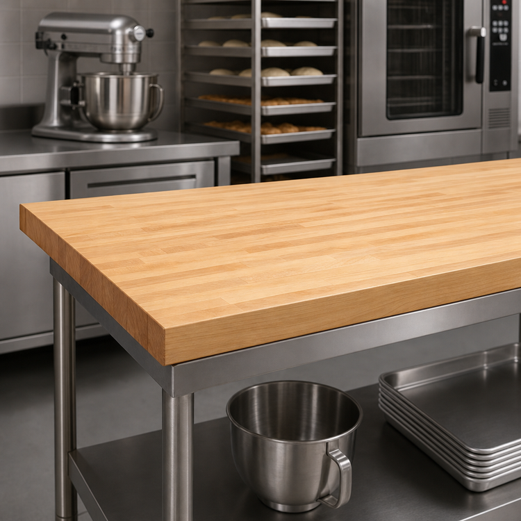 Product image #3 for John Boos Edge Grain Flat Top Northern Hard Rock Maple Wood Baker's Table Top, 168 x 24 x 2-1/4 Inches