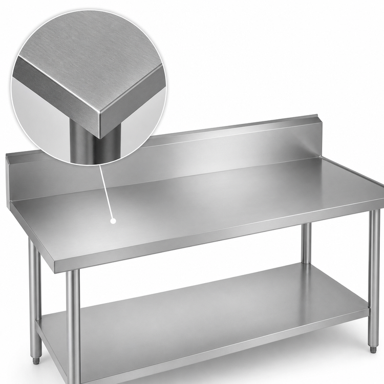 Product image #3 for Duke 60-Inch x 24-Inch Stainless Steel Work Table with 10-Inch Riser, Marine Edge, and Galvanized Undershelf