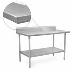 Thumbnail image #3 for John Boos Stallion ST6R5-3648SSW 48 x 36 Inch Stainless Steel Work Table with 5-Inch Backsplash, Safety Edge, and Fixed Undershelf