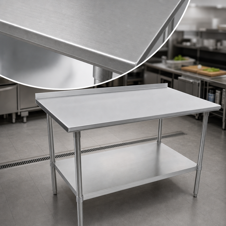 Product image #3 for John Boos Stallion 72" x 36" 16-Gauge Stainless Steel Top Work Table with 1-1/2" Rear Riser and Adjustable Undershelf