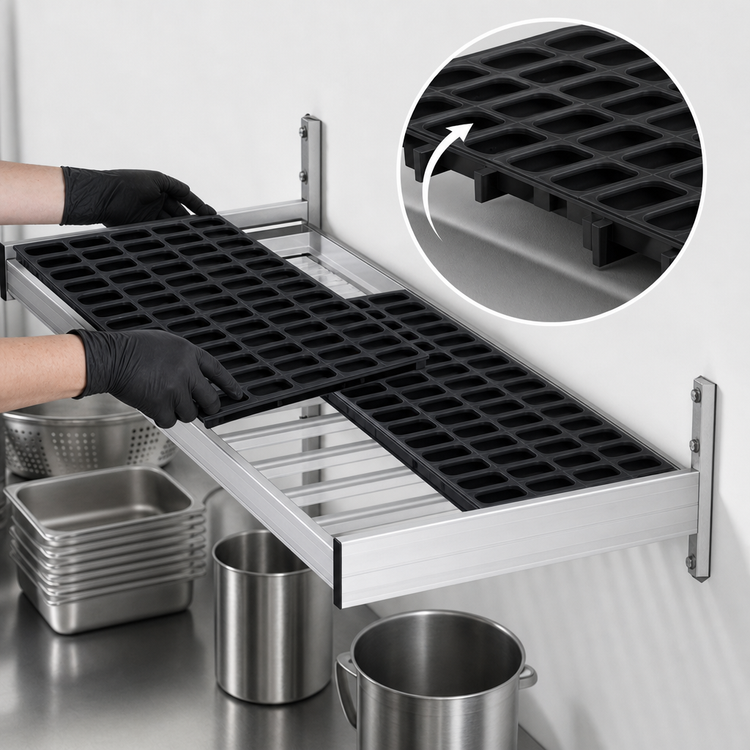 Product image #3 for Fermod Vented Wall Shelving Unit with Removable Polymer Inserts, 47 Inch W x 14 Inch D
