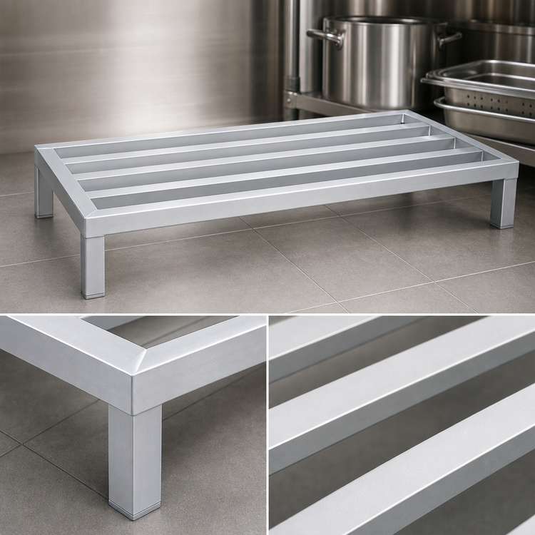Product image #3 for John Boos Aluminum Square Bar 1-Tier Dunnage Rack, 60 x 24 x 12 Inches